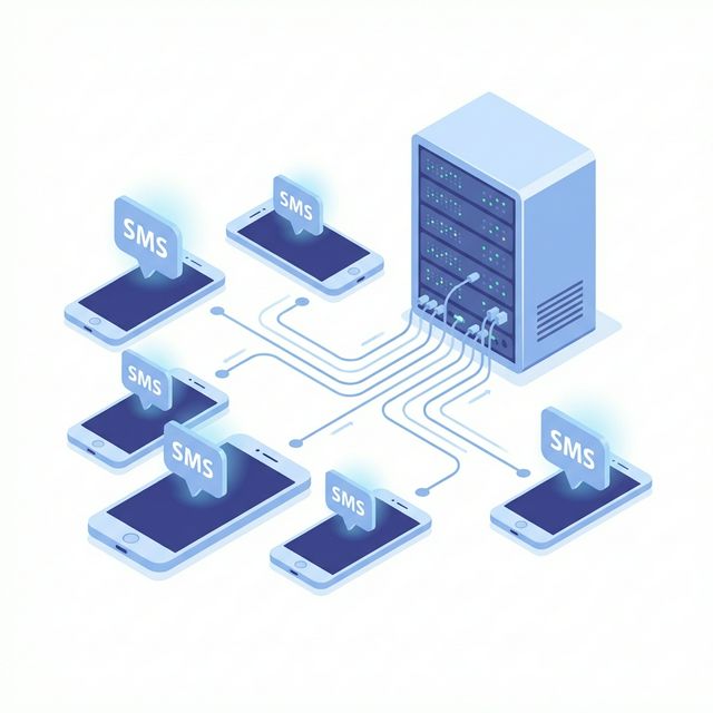 SMS Gateway infrastructure delivering messages to mobile devices